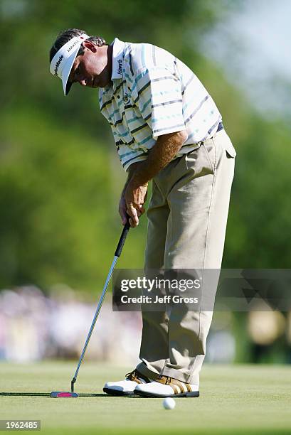 Fred Couples hits a putt during the third round of the Shell Houston Open at the Redstone Golf Club on April 26, 2003 in Humble, Texas.
