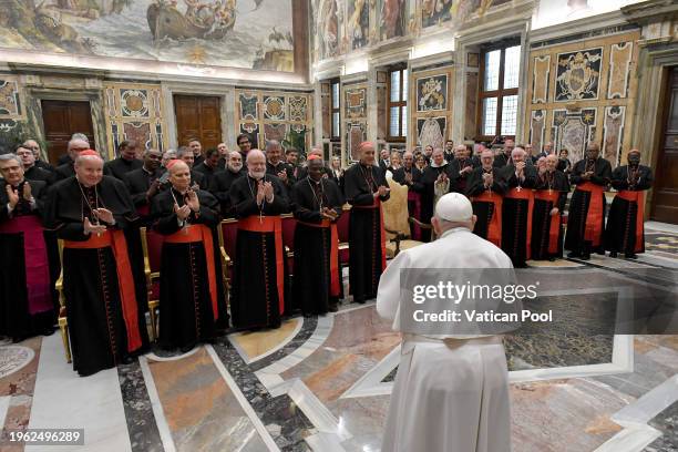 Pope Francis meets with plenary assembly of the Dicastery for the Doctrine of the Faith during an audience at the Apostolic Palace on January 26,...