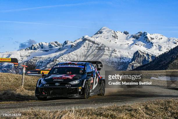 Elfyn Evans of Great Britain and Scott Martin of Great Britain are competing with their Toyota Gazoo Racing WRT Toyota GR Yaris Rally1 Hybrid during...