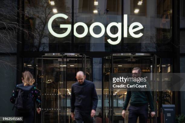 Google's UK HQ on January 29, 2024 in London, England. Alphabet Inc, parent company of Google, YouTube, Nest and Waze amongst others, reports Q4 2023...