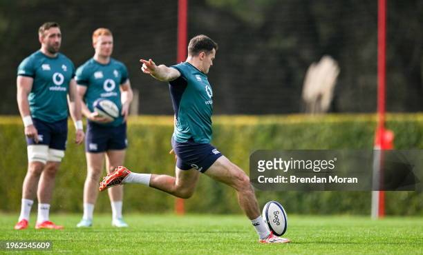 Faro , Portugal - 29 January 2024; Jacob Stockdale during an Ireland Rugby squad training session at The Campus in Quinta da Lago, Portugal.