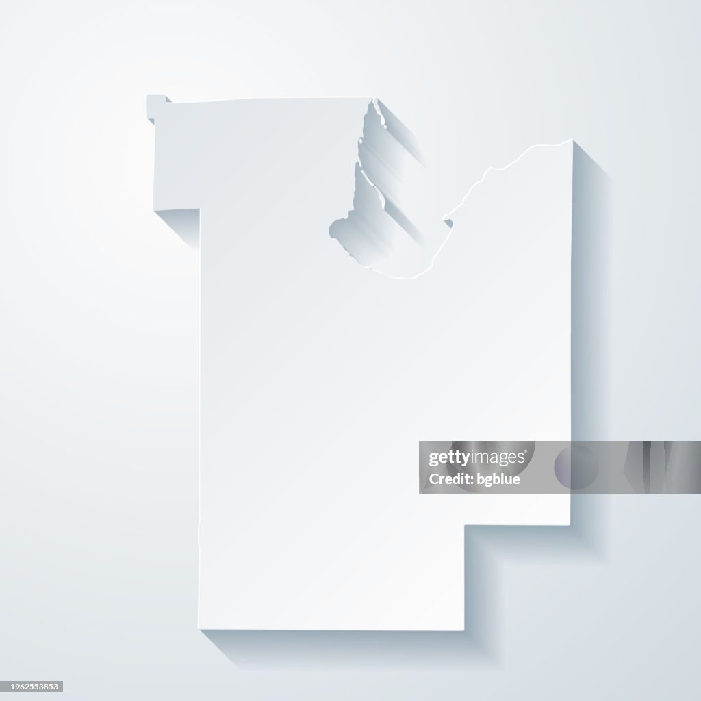 Brown County, Wisconsin. Map with paper cut effect on blank background