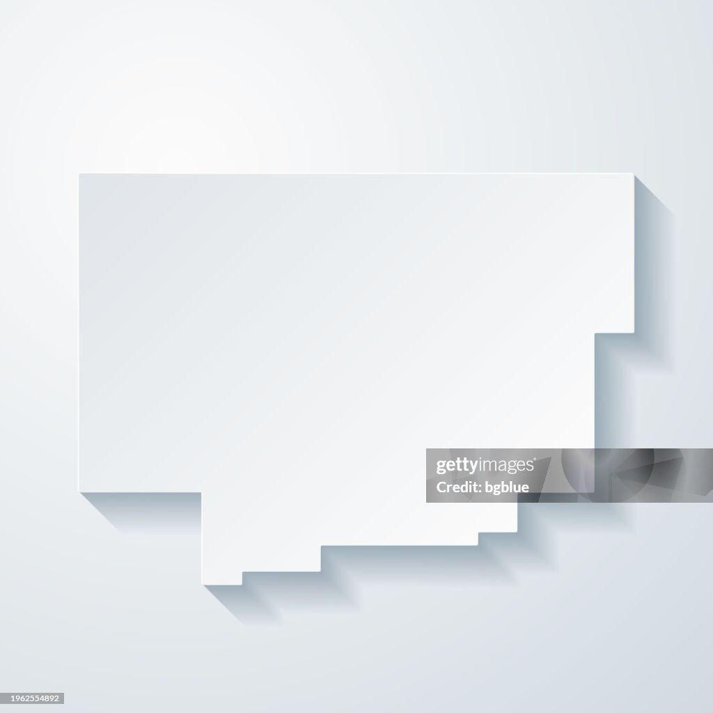 Comanche County, Oklahoma. Map with paper cut effect on blank background