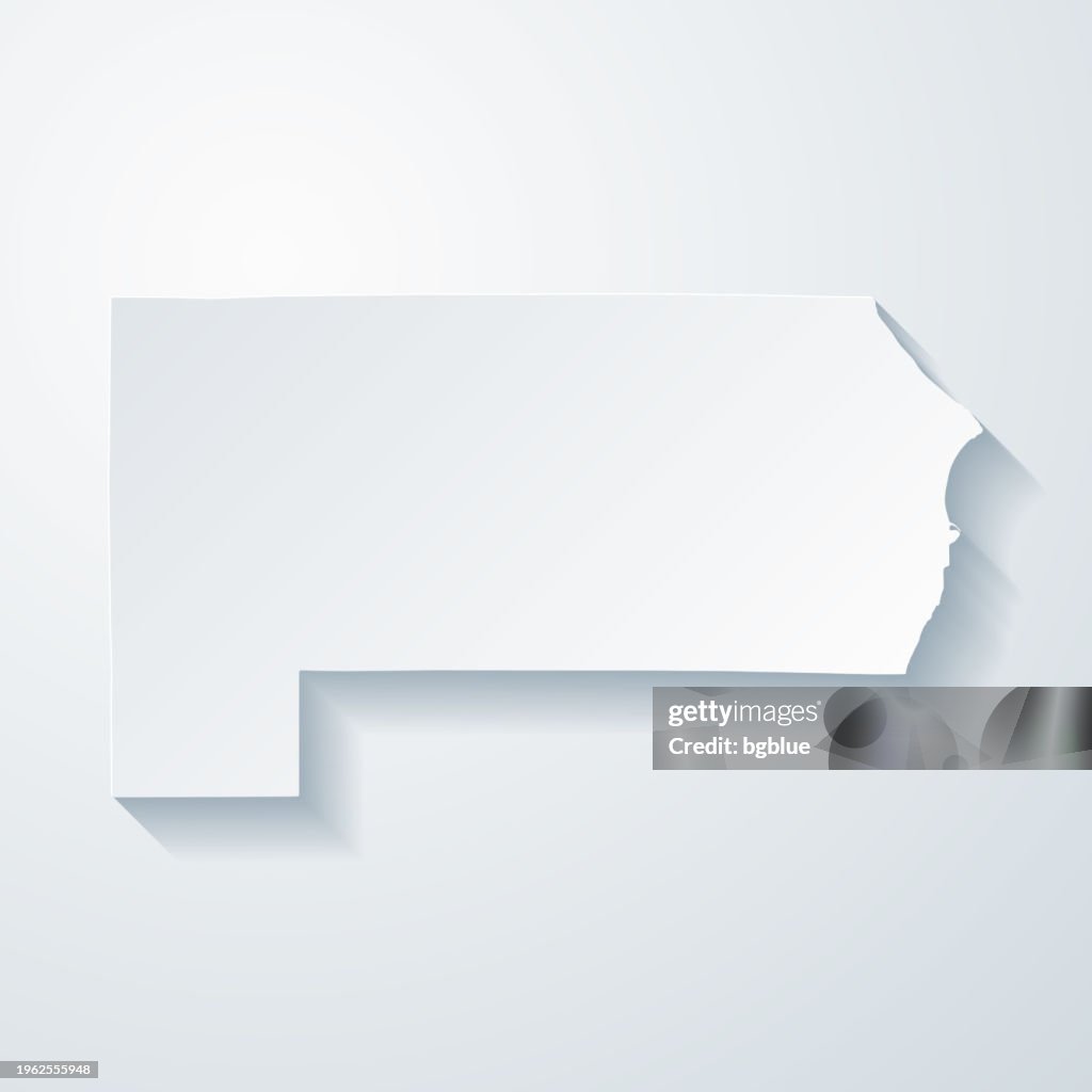Racine County, Wisconsin. Map with paper cut effect on blank background