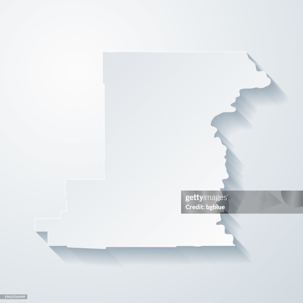 Benton County, Oregon. Map with paper cut effect on blank background