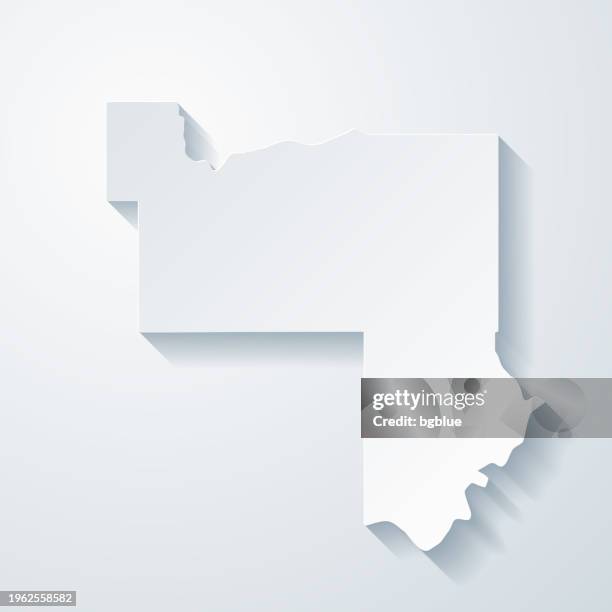 muskogee county, oklahoma. map with paper cut effect on blank background - muskogee oklahoma stock illustrations