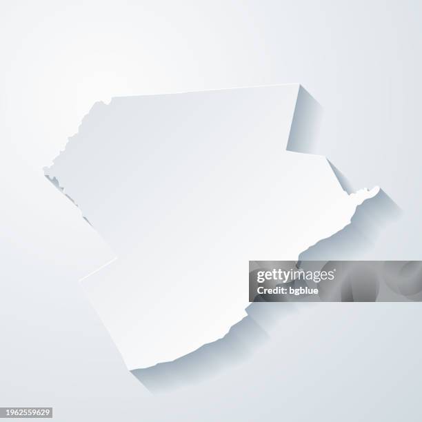 monroe county, pennsylvania. map with paper cut effect on blank background - monroe county pennsylvania stock illustrations