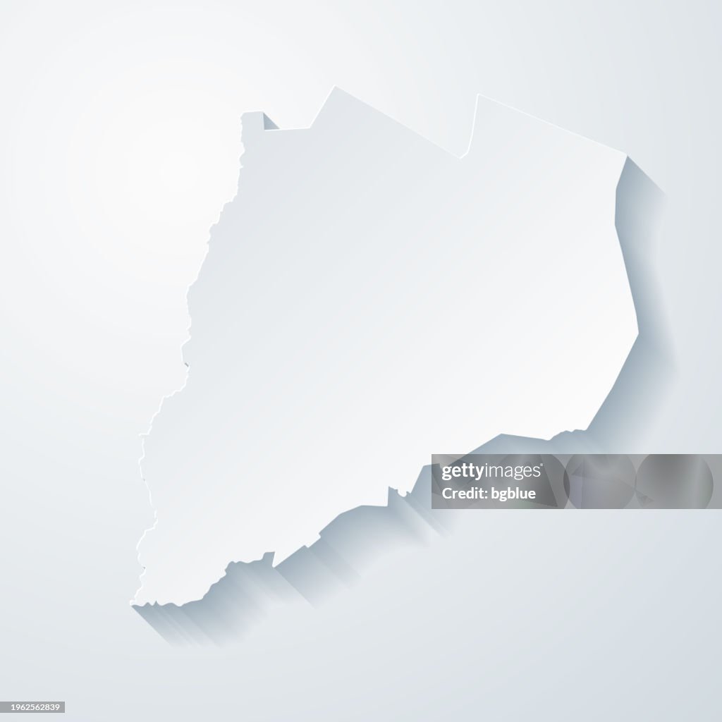Otsego County, New York. Map with paper cut effect on blank background
