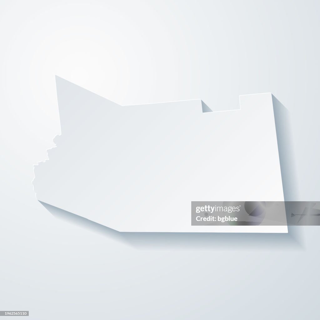 Condado de Fulton, Nova Iorque. Mapa com efeito de corte de papel no fundo em branco