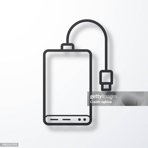external hard drive. line icon with shadow on white background - external hard disk drive stock illustrations