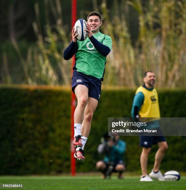 Faro , Portugal - 29 January 2024; Jack Crowley during an Ireland Rugby squad training session at The Campus in Quinta da Lago, Portugal.