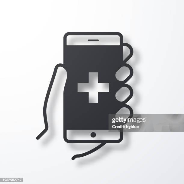 emergency call. icon with shadow on white background - medical assistant clipart stock illustrations