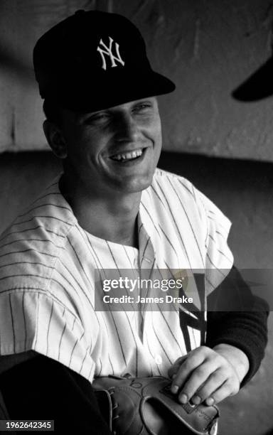 Roger Maris of the New York Yankees looks on prior to a game against the Boston Red Sox at Yankee Stadium in June, 1963 in New York, New York.