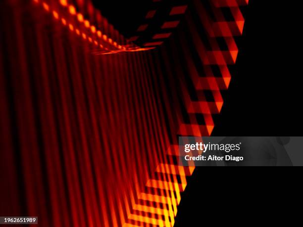 artificial intelligence. red lines forming a structure. - wall projection stock pictures, royalty-free photos & images