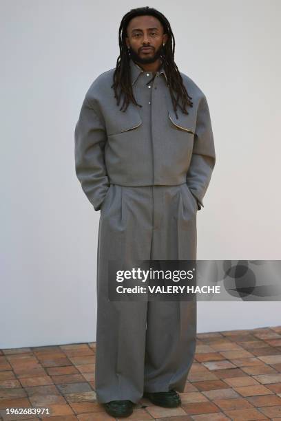 Rapper and singer Anime arrives for the Jacquemus Womenswear Ready-to-wear Spring-Summer 2024 collection at Maeght Foundation, in...