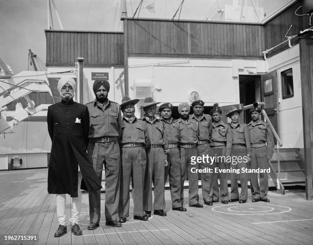 Victoria Cross recipients of the British Indian Army arriving at Tilbury on the RMS Strathmore to attend the VC Centenary celebrations in London,...