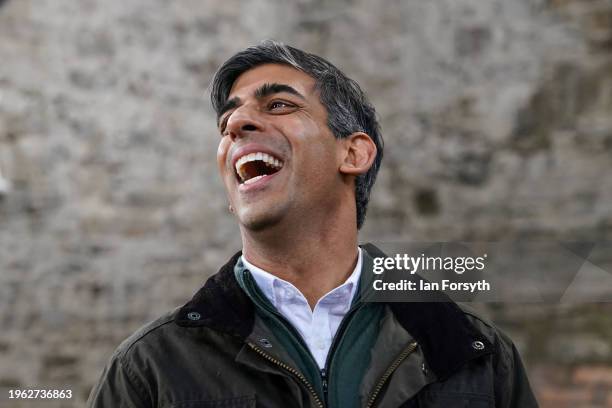 Prime Minster Rishi Sunak visits the village of Bainbridge as he meets constituents involved with the renovation of a former chapel on January 26,...