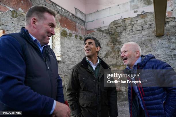 Prime Minster Rishi Sunak visits the village of Bainbridge as he meets constituents involved with the renovation of a former chapel on January 26,...