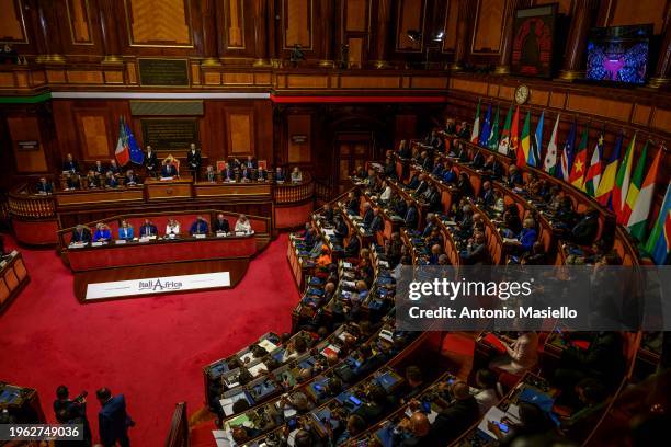 Italian Foreign Affairs Minister Antonio Tajani, President of the European Commission Ursula von der Leyen, President of the European Parliament...