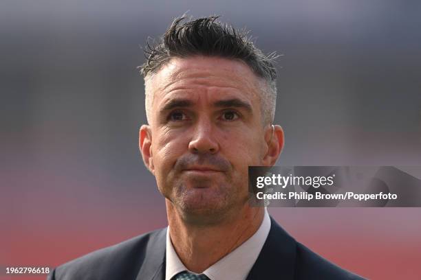 Kevin Pietersen looks on befo day two of the 1st Test Match between India and England at Rajiv Gandhi International Stadium on January 26, 2024 in...