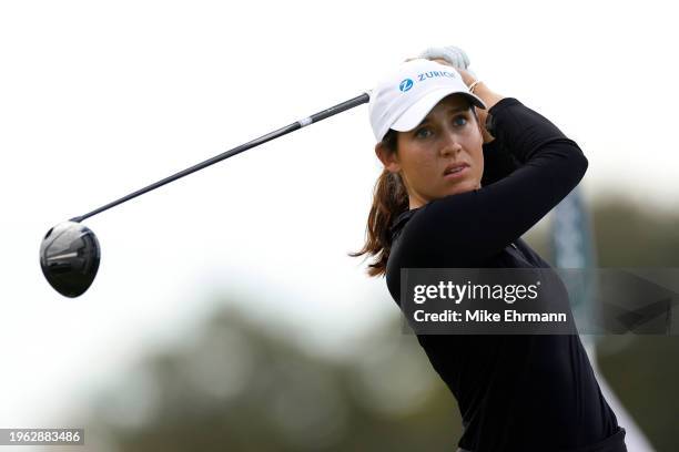 Albane Valenzuela of Switzerland plays her shot from the eighth tee during the second round of the LPGA Drive On Championship at Bradenton Country...