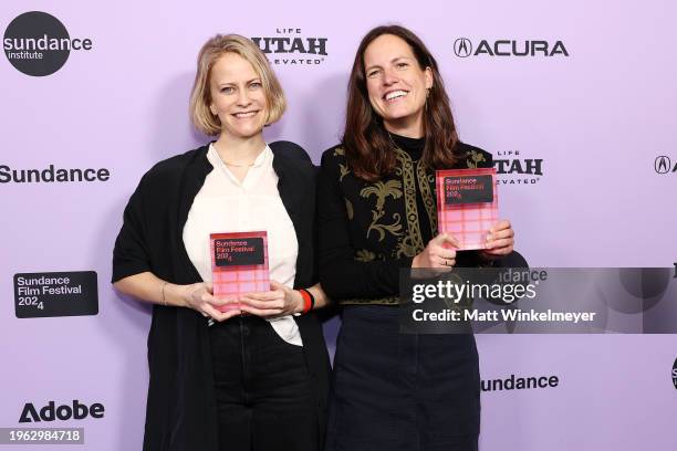 Mari Riise and Silje Evensmo Jacobsen hold the World Documentary Directing Award for their film A New Kind of Wilderness during the 2024 Sundance...