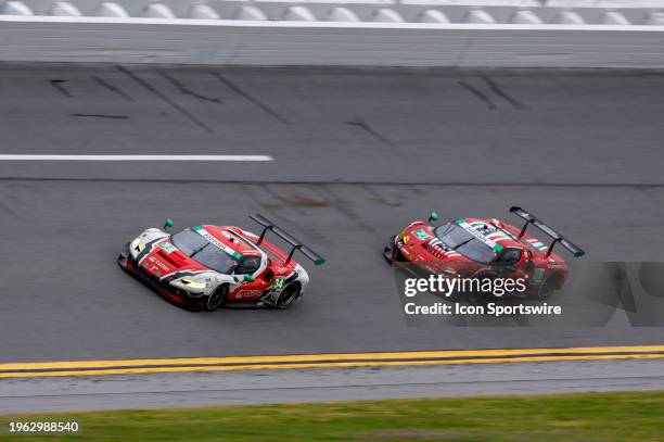 The Conquest Racing Ferrari 296 GT3 of Manny Franco, Albert Costa Balboa, Alessandro Balzan, and Cedric Sbirrazzuoli during the Rolex 24 At Daytona...