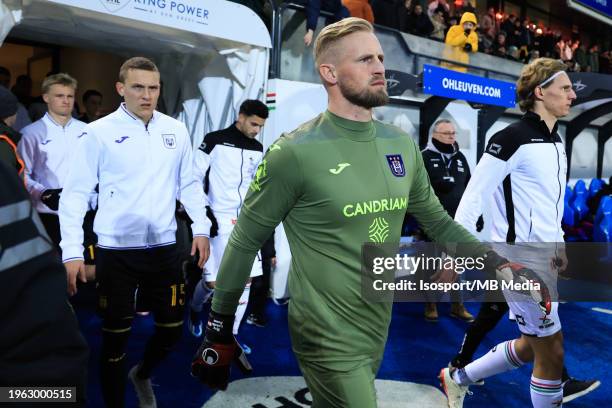 Kasper Schmeichel goalkeeper of Anderlecht before the Jupiler Pro League season 2023 - 2024 match day 21 between OHL and RSC Anderlecht on January 21...