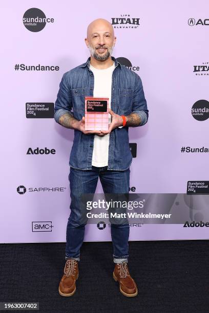 Director Jules Rosskam holds the Special Jury Award for their film Desire Lines during the 2024 Sundance Film Festival Awards at The Ray on January...