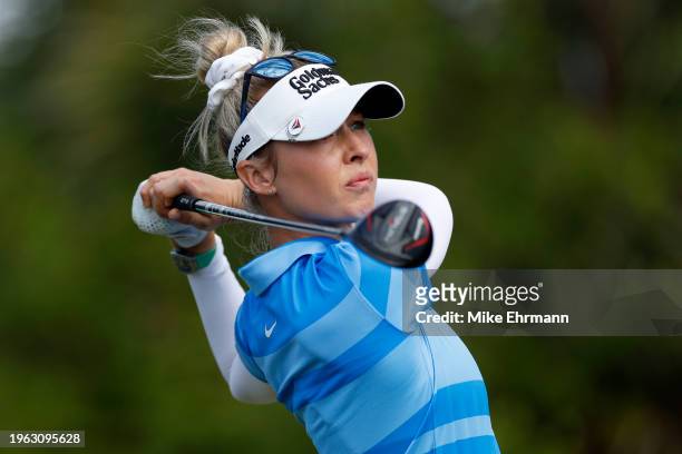 Nelly Korda of the United States plays her shot from the 12th tee during the second round of the LPGA Drive On Championship at Bradenton Country Club...