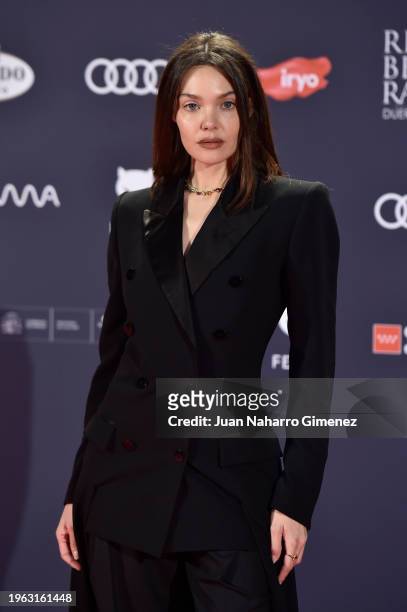 Ana Rujas attends the red carpet of the Feroz Awards 2024 at Palacio Vistalegre Arena on January 26, 2024 in Madrid, Spain.