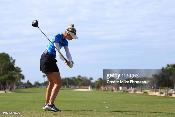 Nelly Korda of the United States plays her shot from the 13th tee during the second round of the LPGA Drive On Championship at Bradenton Country Club...