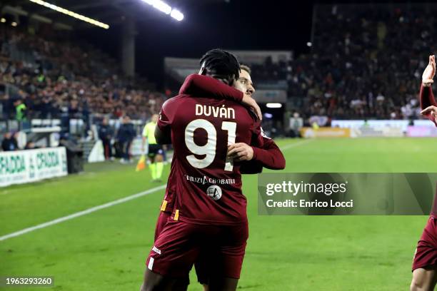 Duvan Zapata of Torino celebrates his goal 0-1 with the team-mates during the Serie A TIM match between Cagliari and Torino FC - Serie A TIM at...