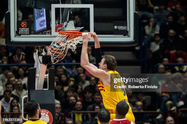 Jan Vesely of FC Barcelona in action during the Turkish Airlines EuroLeague Regular Season Round 23 match between EA7 Emporio Armani Milan and FC...