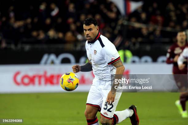 Andrea Petagna of Cagliari in action during the Serie A TIM match between Cagliari and Torino FC - Serie A TIM at Sardegna Arena on January 26, 2024...