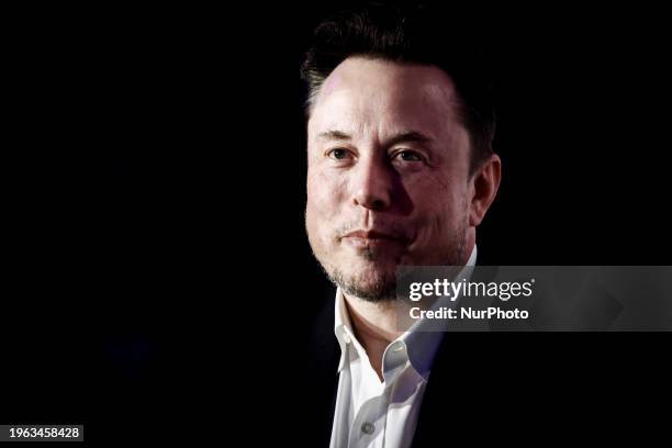 Elon Musk, owner of Tesla and the X platform, attends a symposium on fighting antisemitism titled 'Never Again : Lip Service or Deep Conversation' in...