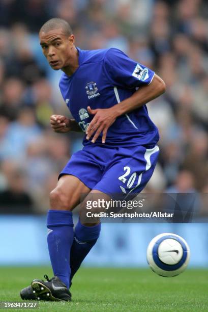 October 2: Matteo Ferrari of Everton on the ball during the Premier League match between Manchester City and Everton at City Of Manchester Stadium on...