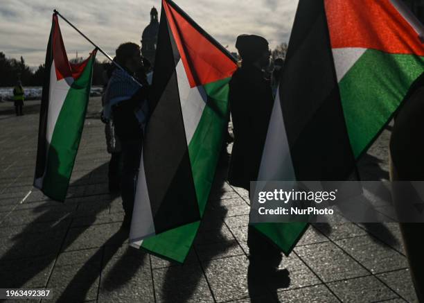 Members of the Palestinian diaspora supported by local activists take part in a pro-Palestinian protest in front of the Alberta Legislature in...