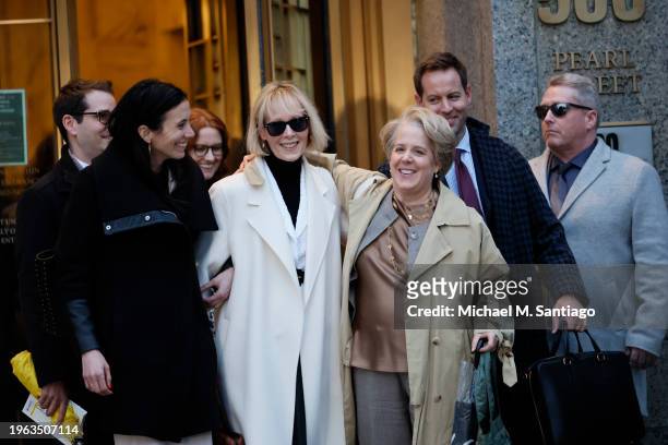 Jean Carroll and her lawyer Roberta Kaplan leave Manhattan Federal Court following the conclusion of the civil defamation trial against former...