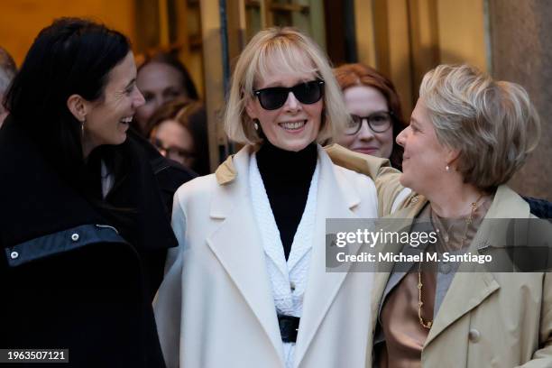 Jean Carroll and her lawyer Roberta Kaplan leave Manhattan Federal Court following the conclusion of the civil defamation trial against former...