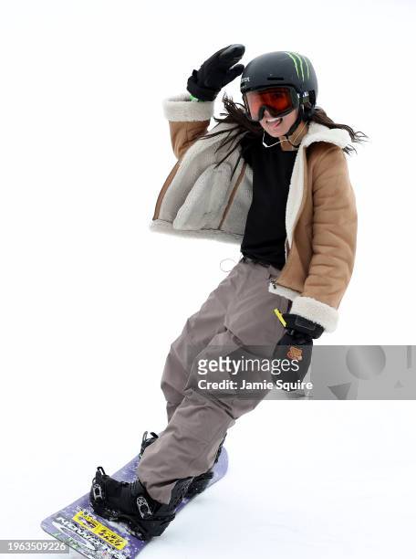 Kokomo Murase of Japan reacts after her second run in the Women's Snowboard Slopestyle Finals on day 1 of the X Games Aspen 2024 on January 26, 2024...