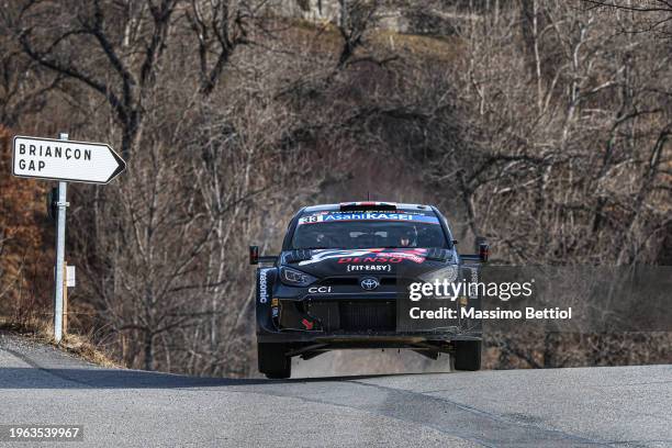 Elfyn Evans of Great Britain and Scott Martin of Great Britain are competing with their Toyota Gazoo Racing WRT Toyota GR Yaris Rally1 Hybrid during...