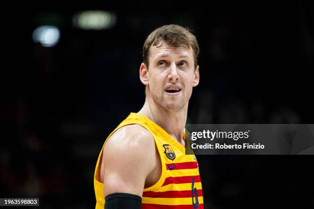 Jan Vesely of FC Barcelona in action during the Turkish Airlines EuroLeague Regular Season Round 23 match between EA7 Emporio Armani Milan and FC...