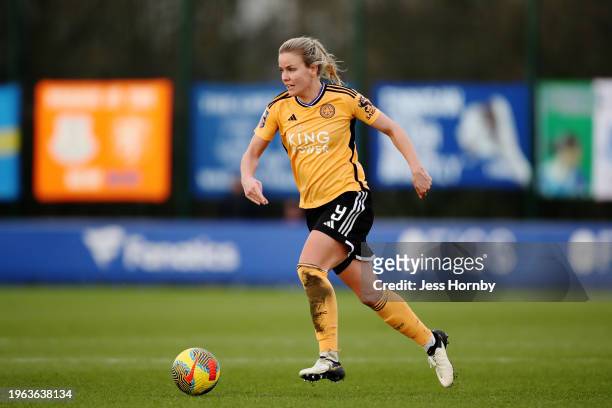 Lena Petermann of Leicester City runs with the ball during the Barclays Women´s Super League match between Everton FC and Leicester City at Walton...