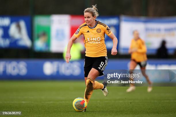 Lena Petermann of Leicester City runs with the ball during the Barclays Women´s Super League match between Everton FC and Leicester City at Walton...