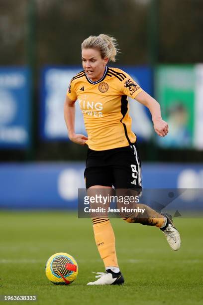 Lena Petermann of Leicester City runs with the ball during the Barclays Women´s Super League match between Everton FC and Leicester City at Walton...