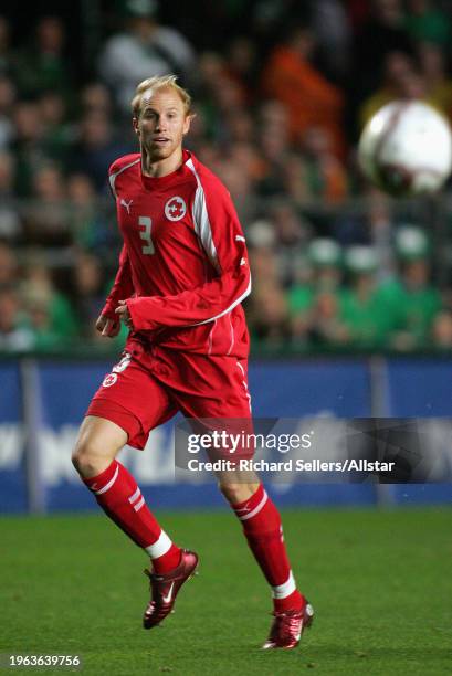 October 12: Ludovic Magnin of Switzerland running during the World Cup Qualifier match between Republic Of Ireland and Switzerland at Lansdowne Road...