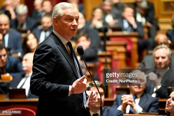 French Economy Minister Bruno Le Maire is speaking at a session of questions to the government at The Senate in Paris, France, on January 24, 2024.