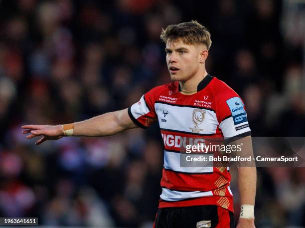 Gloucester's Charlie Atkinson during the Gallagher Premiership Rugby match between Gloucester Rugby and Sale Sharks at Kingsholm Stadium on January...