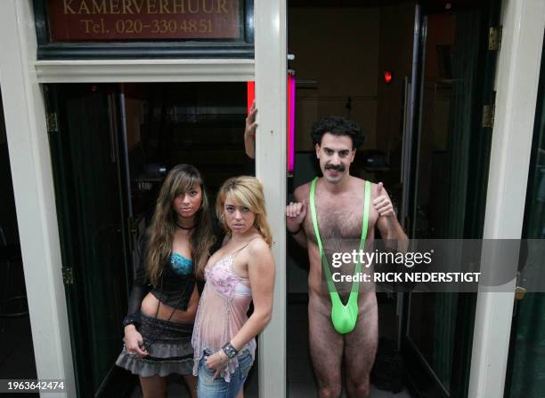 British comedian Sacha Baron Cohen , who plays Kazakh journalist Borat Sagdiyev, poses 12 October 2006 in Amsterdam before the premiere of his film...